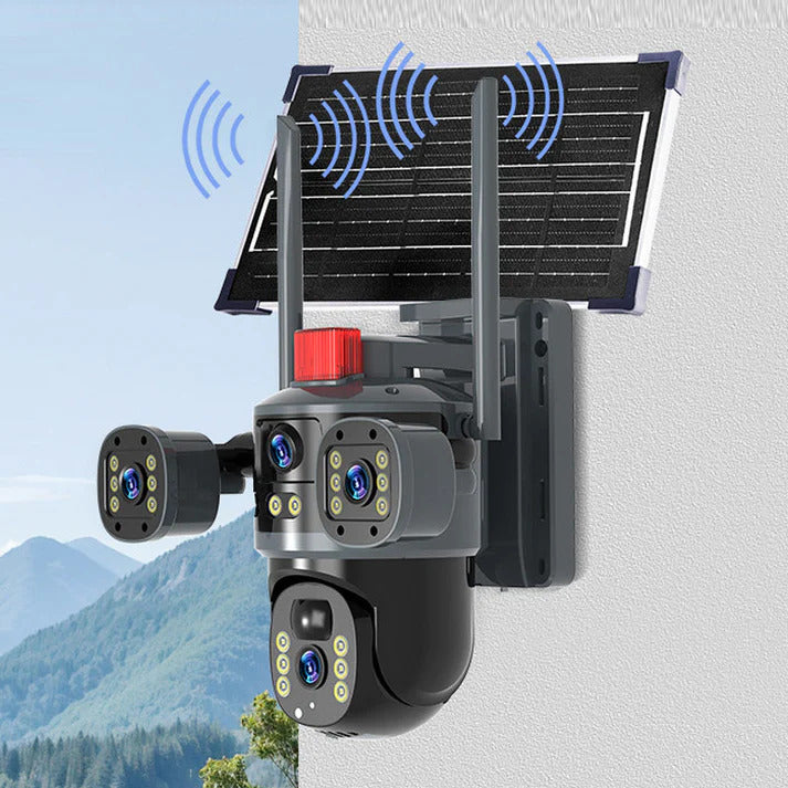 Überwachungskamera mit drei Objektiven und 360°-Auflösung