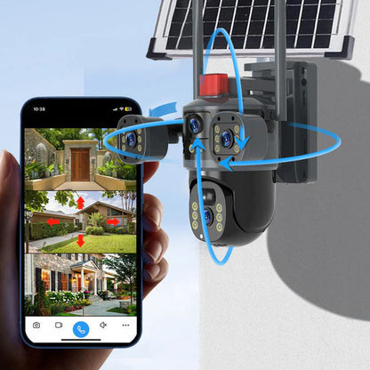 Überwachungskamera mit drei Objektiven und 360°-Auflösung